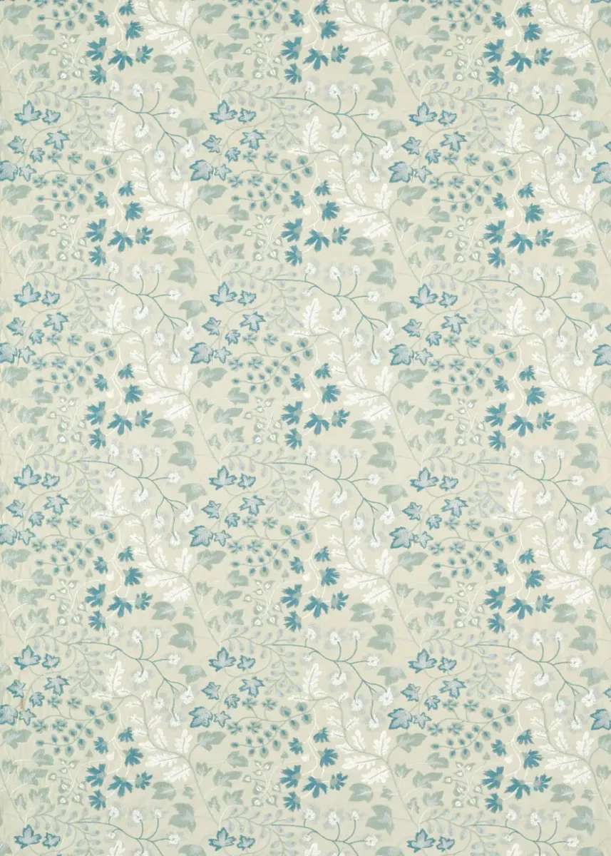 Onni Fabric - Putty / Celestial by blue botanical embroideried fabric from Harlequin