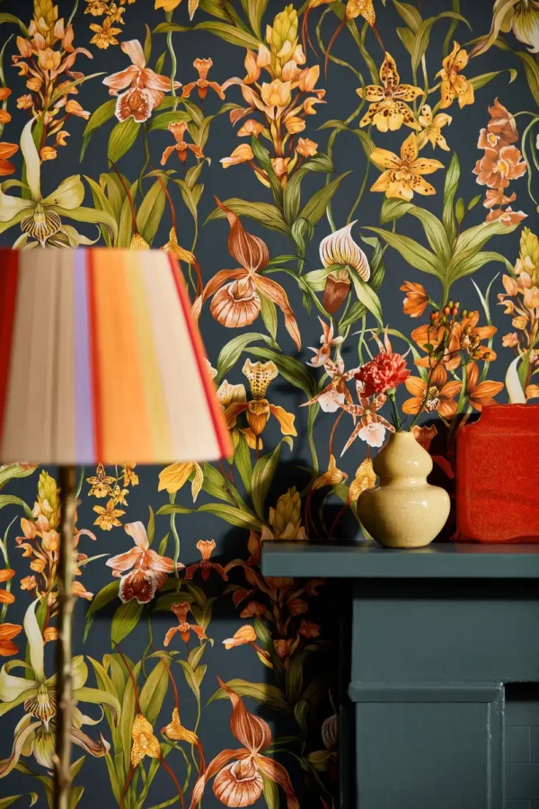 Kalina Wallpaper - Midnight / Baked Terracotta / Nectar by Kalina Wallpaper - Midnight / Baked Terracotta / Nectar from