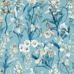 blue botanical wallpaper from harlequin