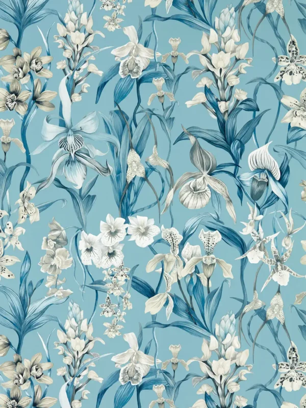 Kalina Wallpaper - Celestial / Murmuration / Awakening by blue botanical wallpaper from harlequin