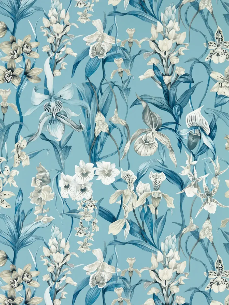 blue botanical wallpaper from harlequin