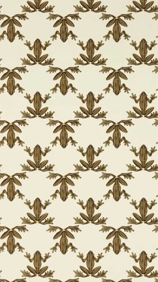 Wood Frog Wallpaper - Gold / Parchment by yellow animal wallpaper from harlequin