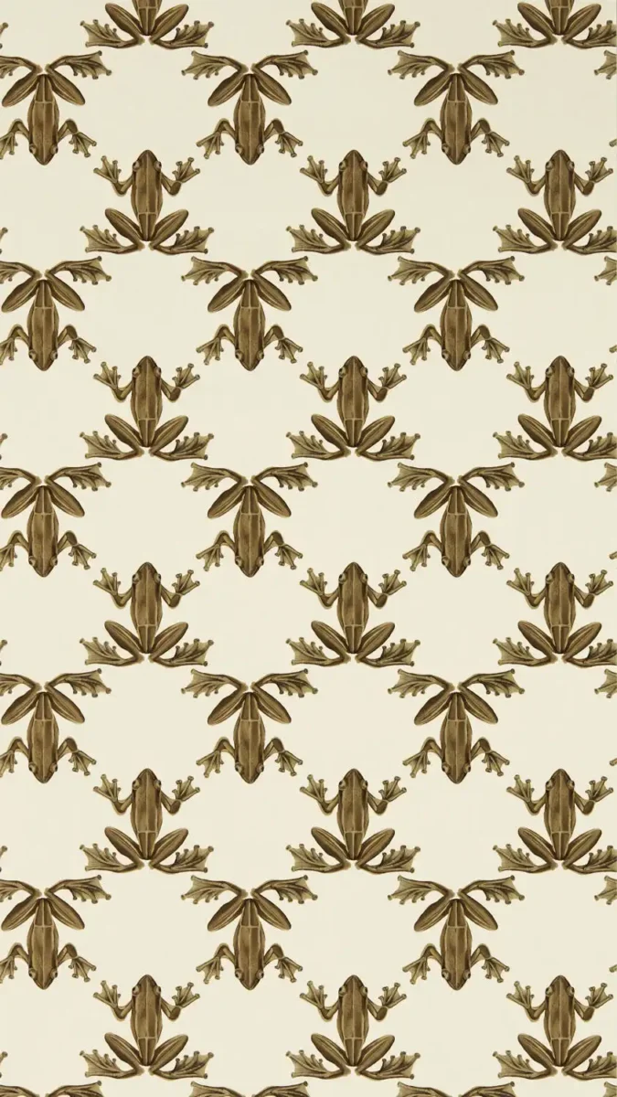 Wood Frog Wallpaper - Gold / Parchment by yellow animal wallpaper from harlequin