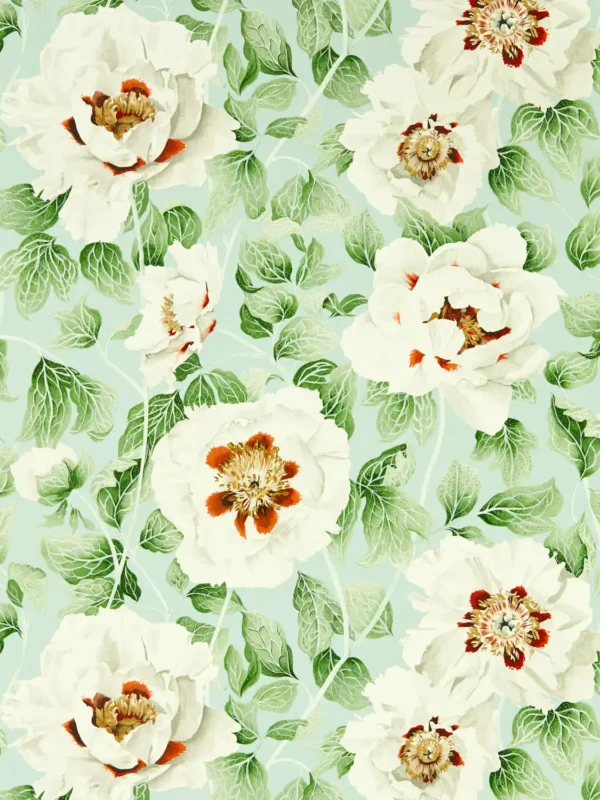 Florent Wallpaper - Seaglass / Clover / Rosehip by green botanical wallpaper from harlequin