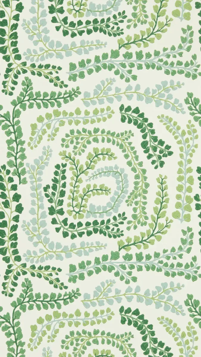Fayola Wallpaper - Clover / Chalk by green botanical wallpaper from harlequin
