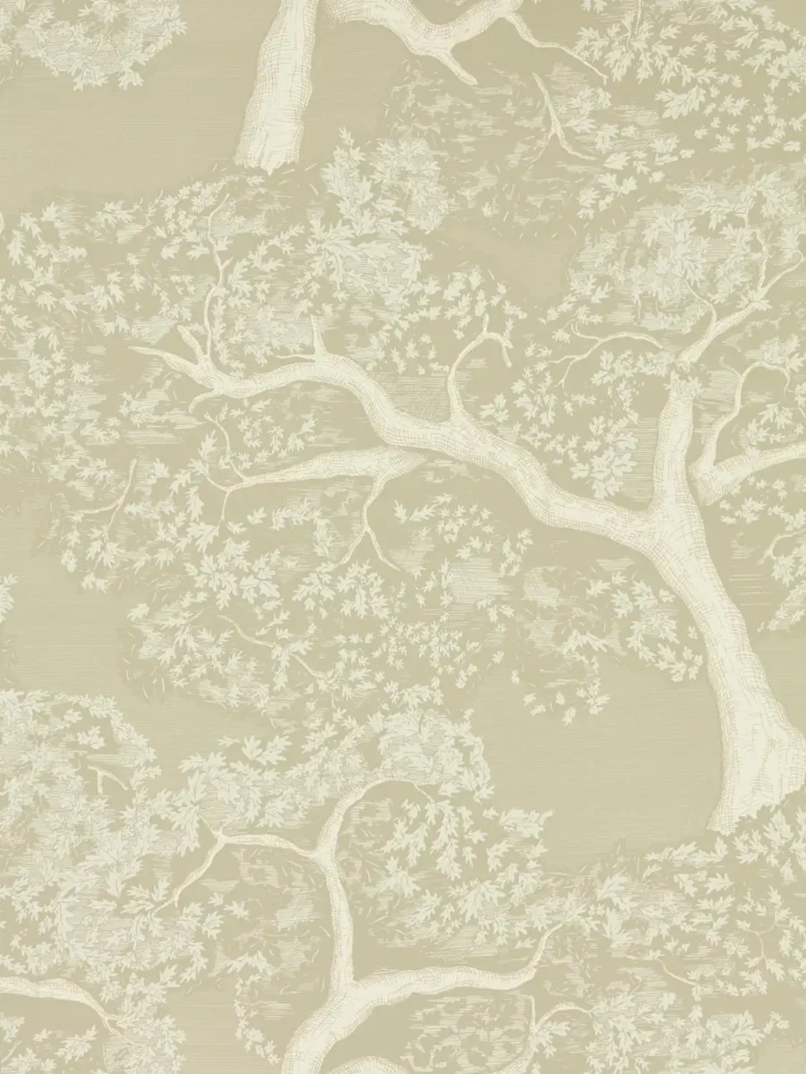 Eternal Oak Wallpaper - Incense / Pearl by neutral botanical wallpaper from harlequin