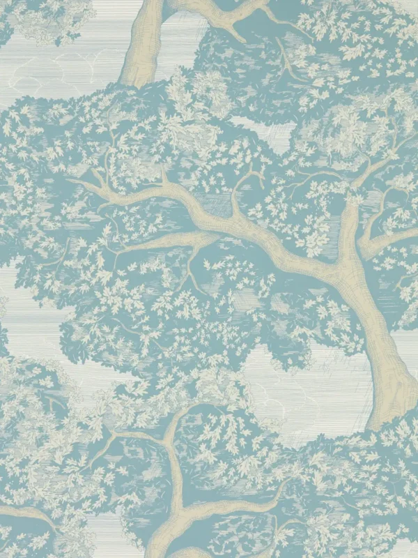 Eternal Oak Wallpaper - Skyblue / First Light by blue botanical wallpaper from harlequin