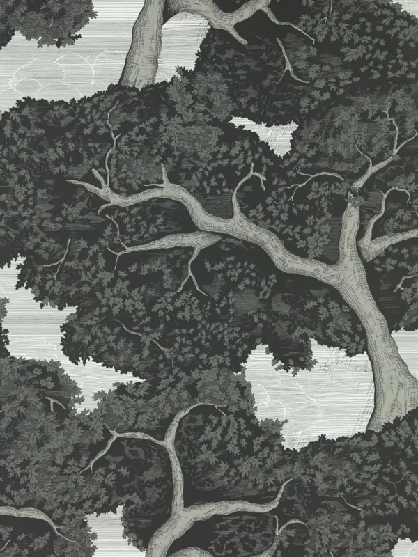 black-grey botanical wallpaper from harlequin