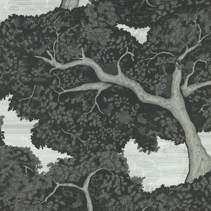 Eternal Oak Wallpaper - Ebony / First Light fabric swatch HC4W113040