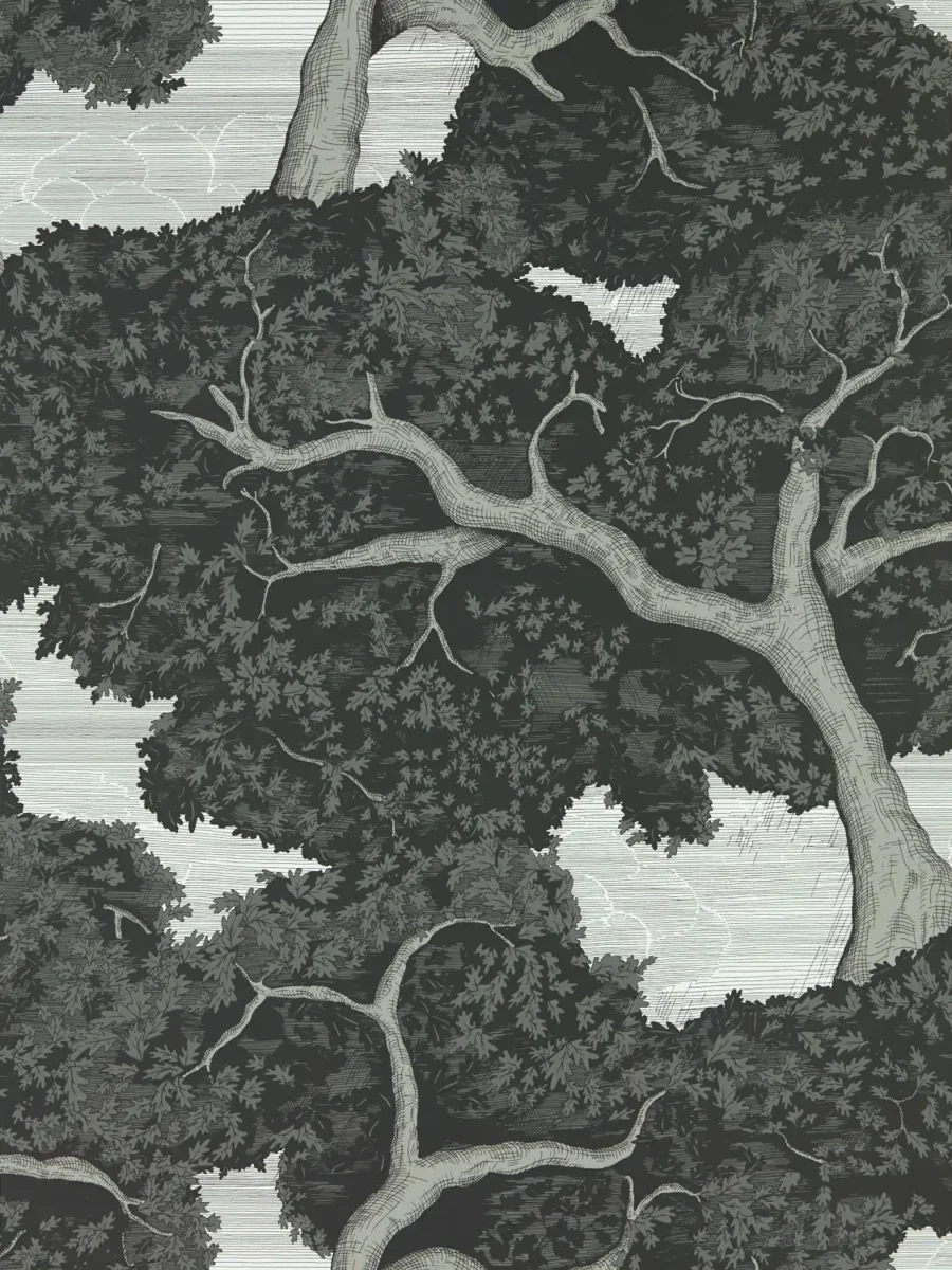 black-grey botanical wallpaper from harlequin