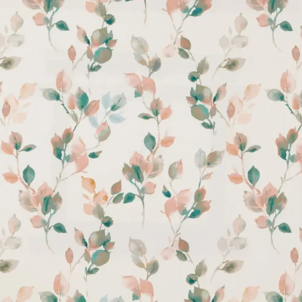 Reverie Fabric - Coral by blue botanical printed fabric from iLiv