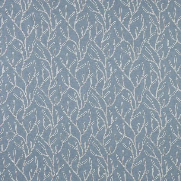 Twig Fabric - Sky by blue botanical embroideried fabric from iLiv