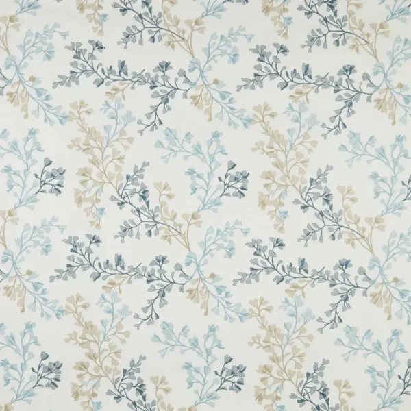 Willowbrook Fabric - Sky by blue botanical embroideried fabric from iLiv