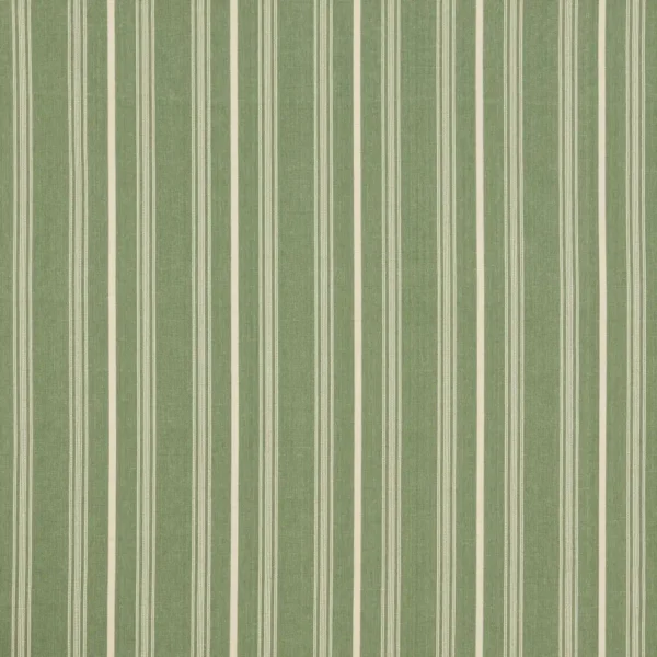 Breton Fabric - Thyme by green striped woven fabric from iLiv