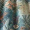 orange botanical fabric with weave