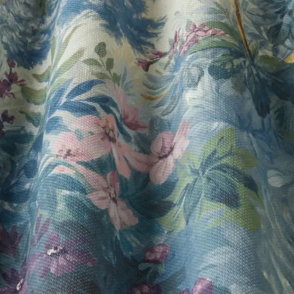 Rewilding Fabric - Cornflower by blue botanical fabric with weave