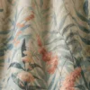 blue botanical fabric with weave