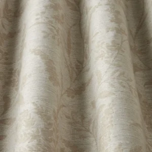 neutral botanical fabric with weave