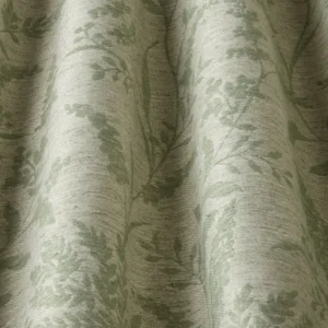 green botanical fabric with weave