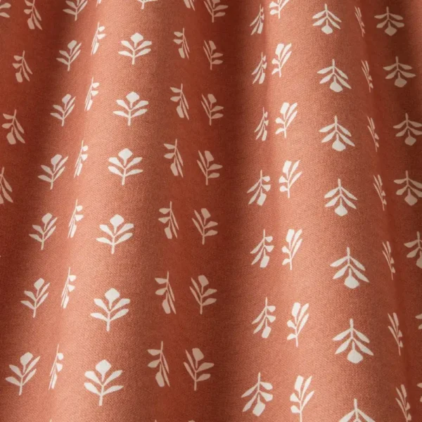 Little Bud Fabric - Chintz by red botanical fabric with weave