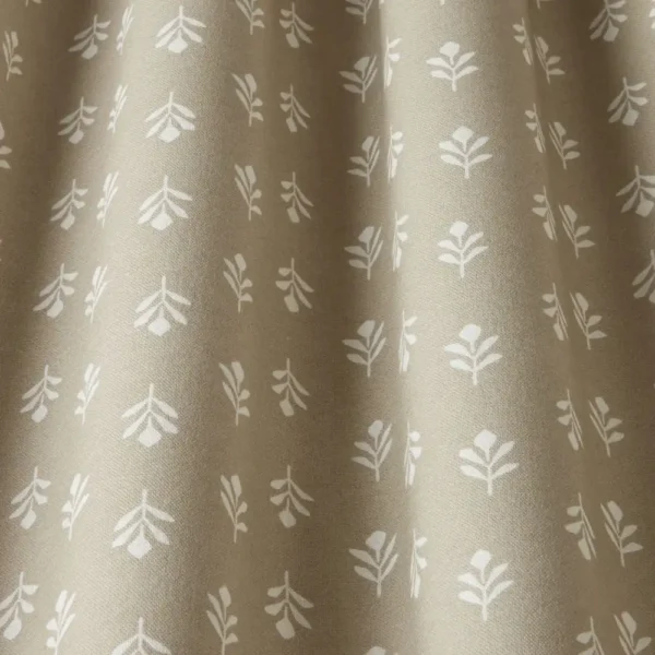 Little Bud Fabric - Cloud by neutral botanical fabric with weave