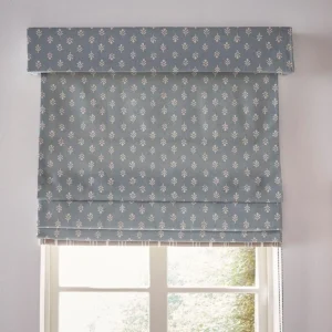 blue botanical blind with window