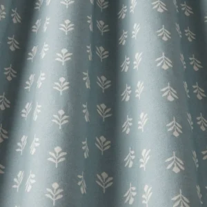 blue botanical fabric with weave