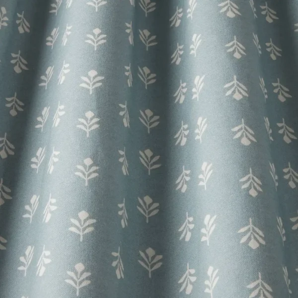 Little Bud Fabric - Sky by blue botanical fabric with weave
