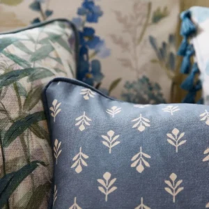 blue botanical cushion with cushion