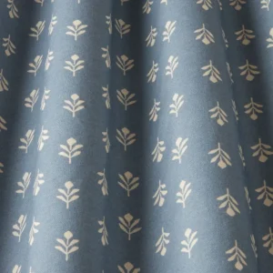 blue botanical fabric with weave