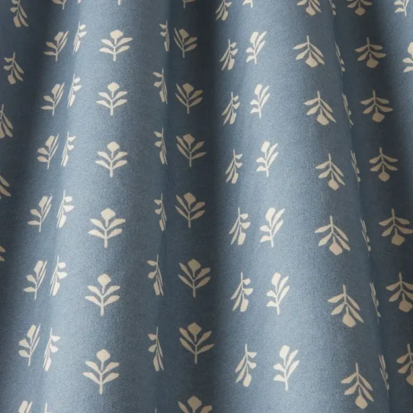 Little Bud Fabric - Cornflower by blue botanical fabric with weave