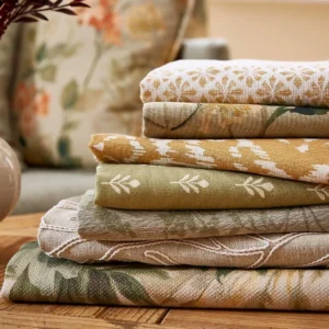 green botanical fabric with fabric