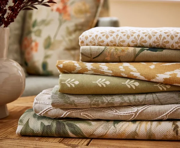 green botanical fabric with fabric