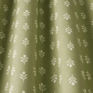 green botanical fabric with weave