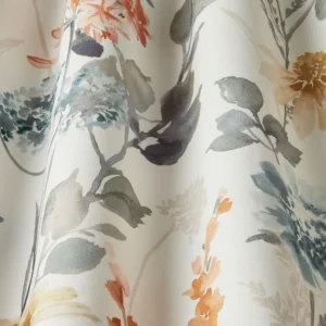 orange botanical fabric with weave