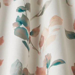 blue botanical fabric with weave