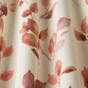 red botanical fabric with weave