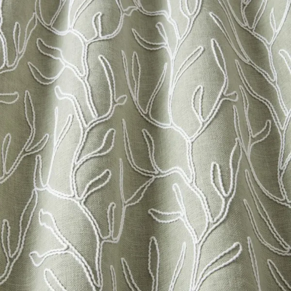 Twig Fabric - Sage by green botanical fabric with weave