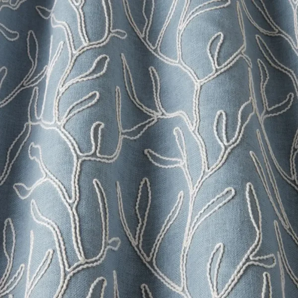 Twig Fabric - Sky by blue botanical fabric with weave