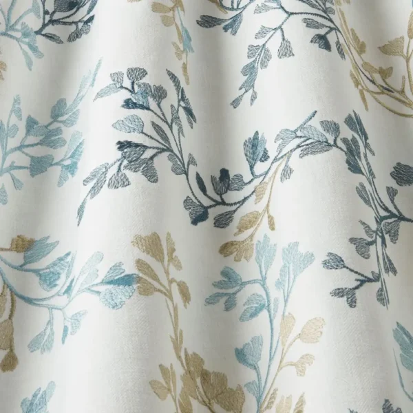 Willowbrook Fabric - Sky by blue botanical fabric with weave