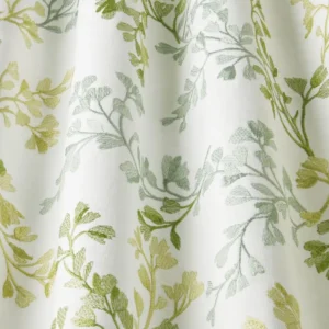 green botanical fabric with weave