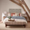 blue striped pouf with bed