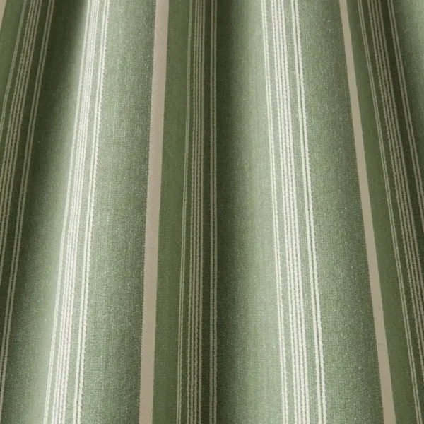 Breton Fabric - Thyme by green striped fabric with weave