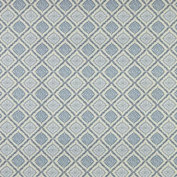 Napoli Fabric - Denim by blue checked printed fabric from iLiv