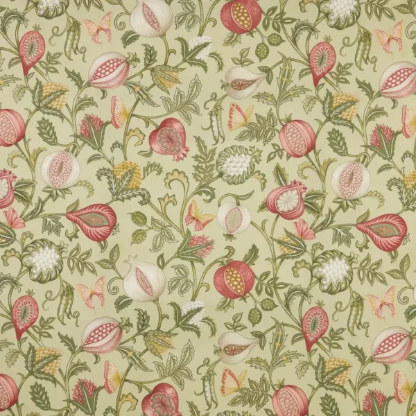 Saltillo Fabric - Sage by green botanical printed fabric from iLiv