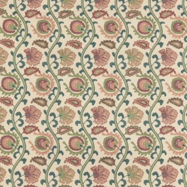 Fabien Fabric - Blush by green botanical printed fabric from iLiv