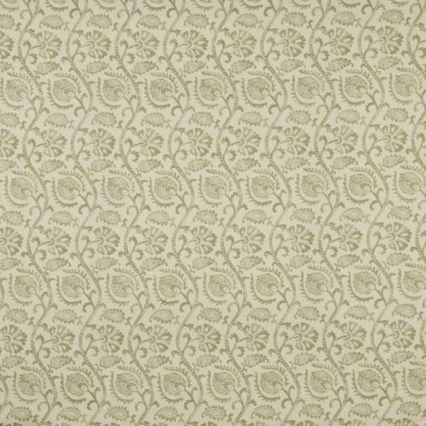 Calla Fabric - Sage by green botanical printed fabric from iLiv