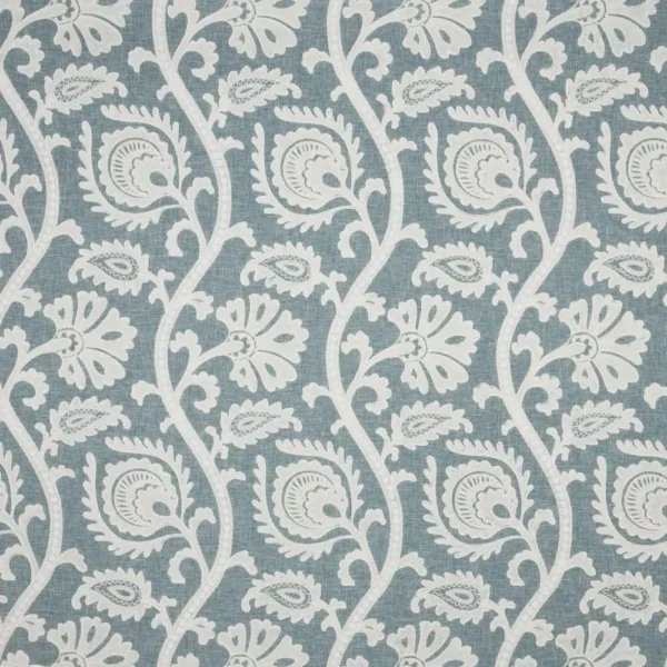 Seraph Fabric - Glacier by blue botanical embroideried fabric from iLiv