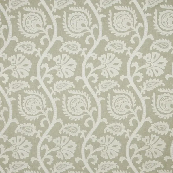 Seraph Fabric - Sage by green botanical embroideried fabric from iLiv