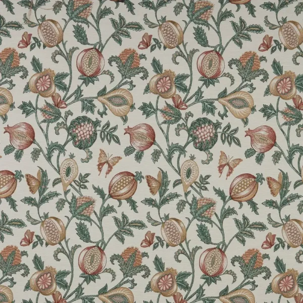 Primavera Fabric - Papaya by green botanical woven fabric from iLiv